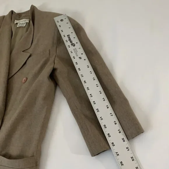 Vintage 100% Wool Double Breasted Peacoat Women 10 Brown‎ Pockets Quiet Luxury